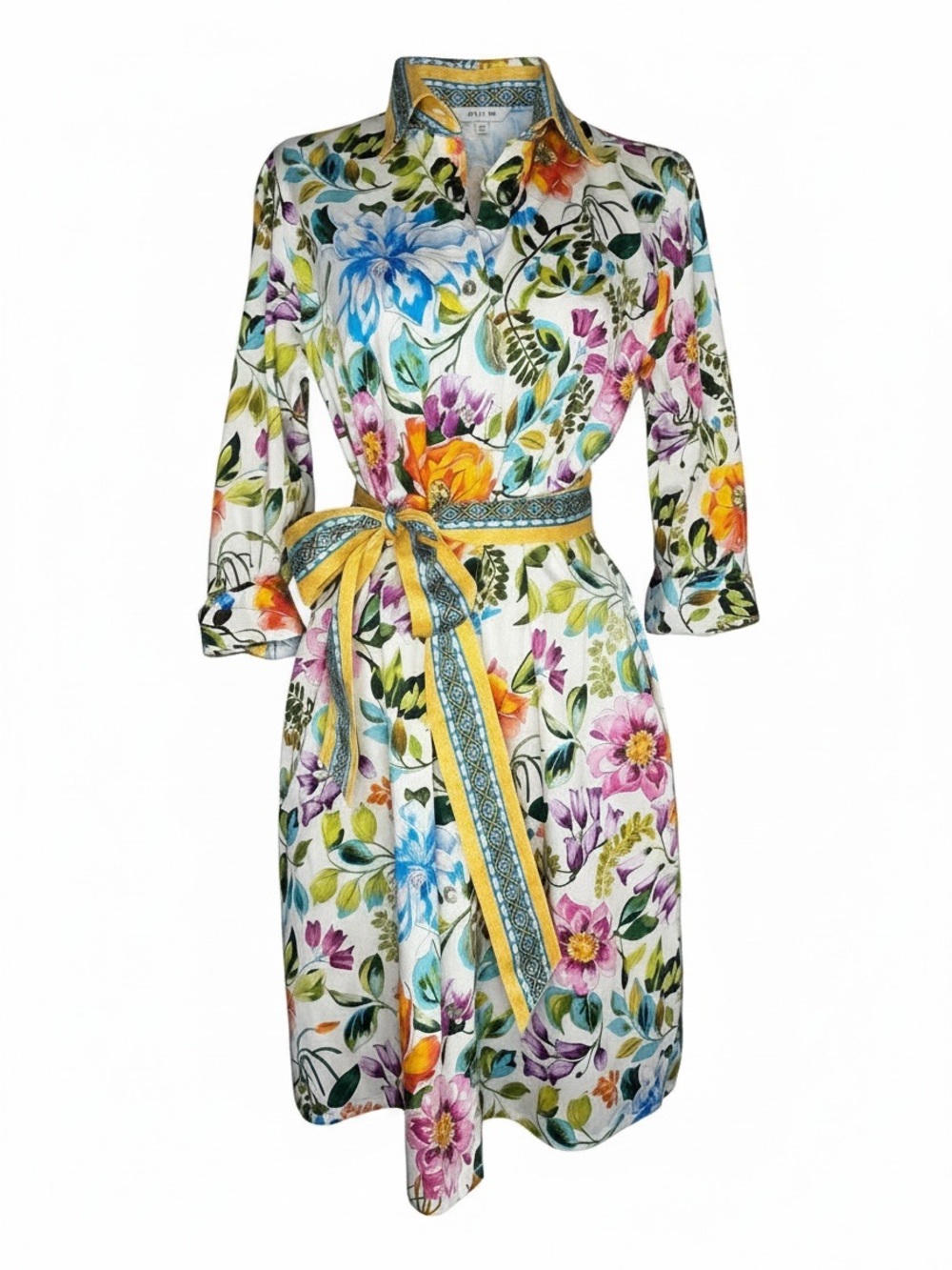 Robert Graham Floral Button Front Shirtdress Belted Size 6